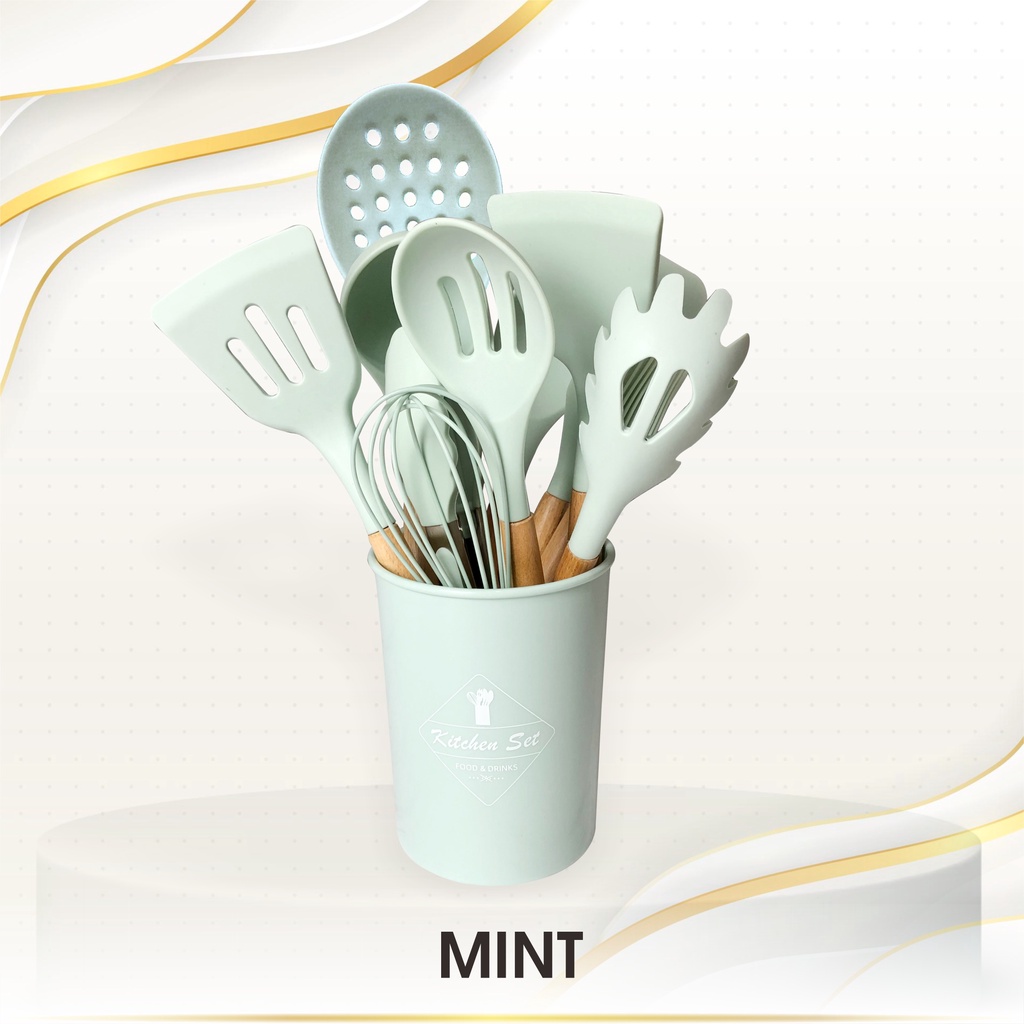 MURO 13 Pcs Spatula Sutil Utensil Set Silikon Silicone Tahan Panas Peralatan Masak