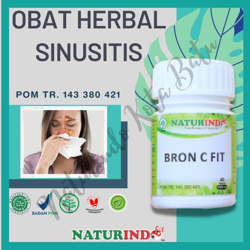 Obat Sinusitis Sinus TBC Batuk Menahun Gurah Paru Paru Radang Sakit Tenggorokan Asma Sesak Nafas Anosmia Herbal BPOM NATURINDO Bron C Fit 40 KAPSUL-1