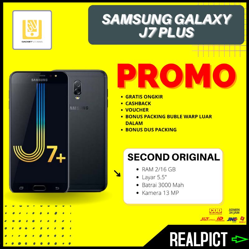 Hp Bekas Second Murah Samsung Galaxy J7 Plus Ram 4 Layar Lebar Original Ek Garansi SEIN IMEI Terdaft