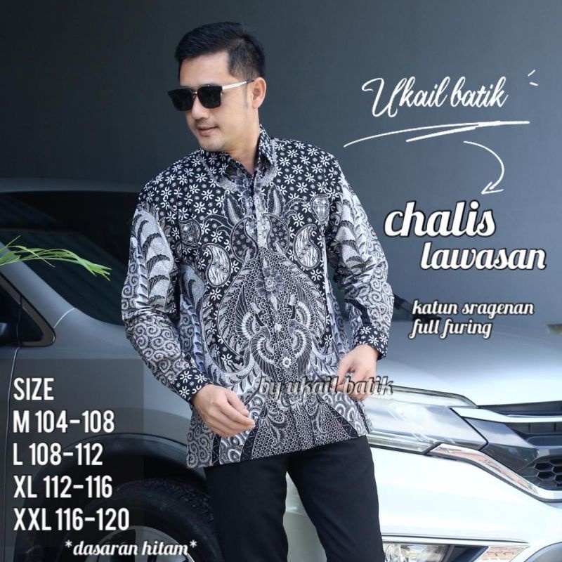 Chalis Kemeja Batik Pria Lengan Panjang Lapis Furing Bahan Katun Halus Premium