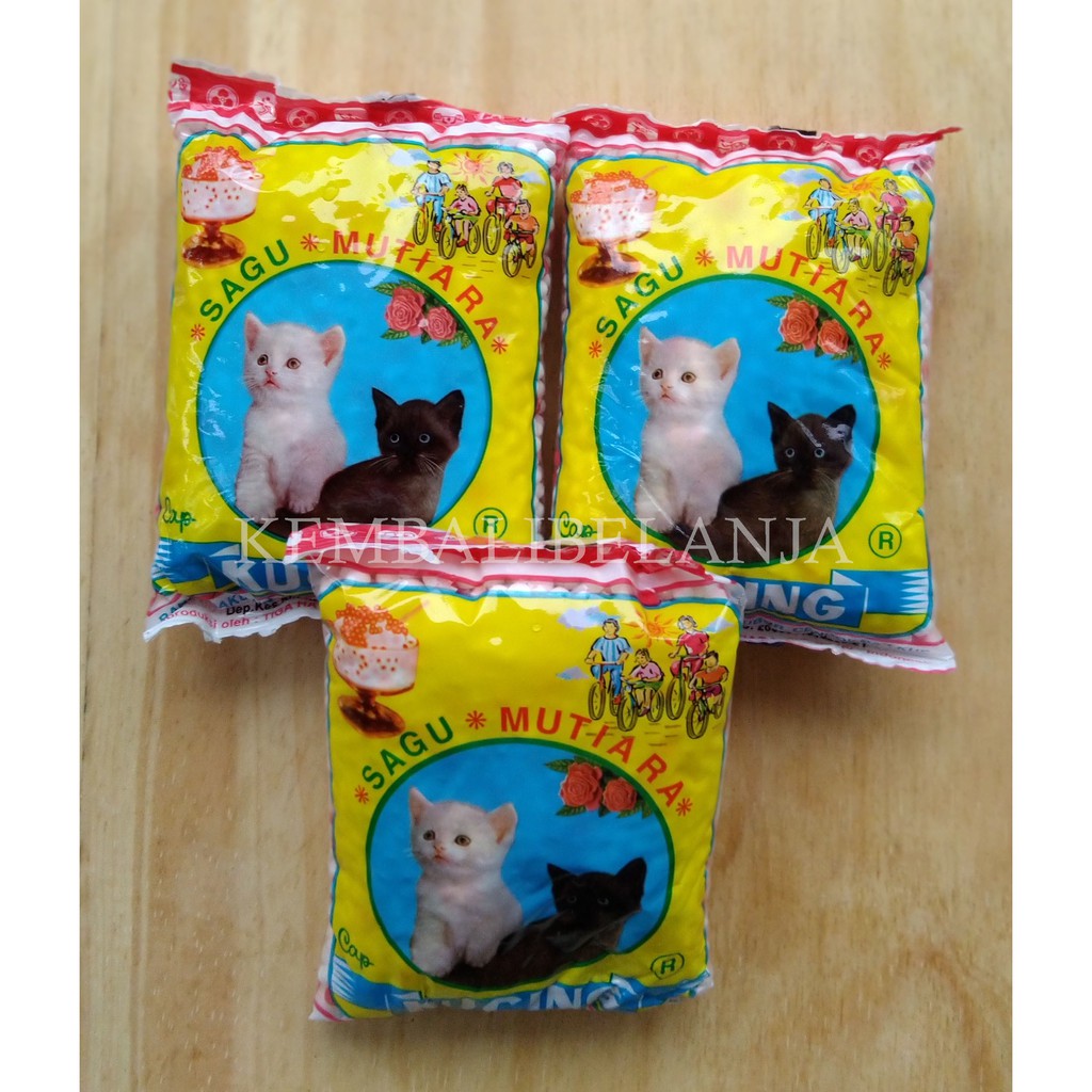 Sagu mutiara Cap Kucing 100 Gram/ Sagu Mutiara Untuk Bubur/ Dawet/ Cendol/ Sagu Mutiara Kucing