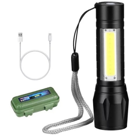 Lampu Senter mini cas LED COB XPE Zoom police swat super terang light waterproof hemat energi