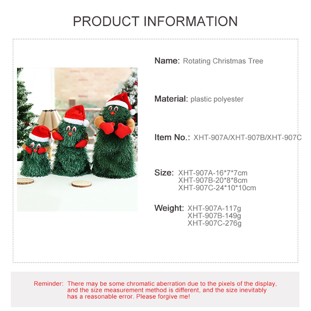 Mainan Boneka Pohon Natal Elektrik Menari Menyanyi Untuk Dekorasi Natal