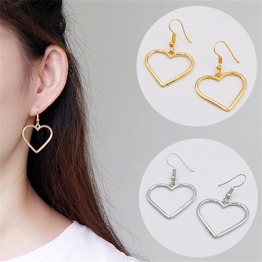 Hu Hu Hu Hu Hu Alat Bantu Pasang Kacamata♡ 1 Pasang Anting Kait Gantung Wanita Bentuk Hati Hollow Untuk Pesta Pernikahan