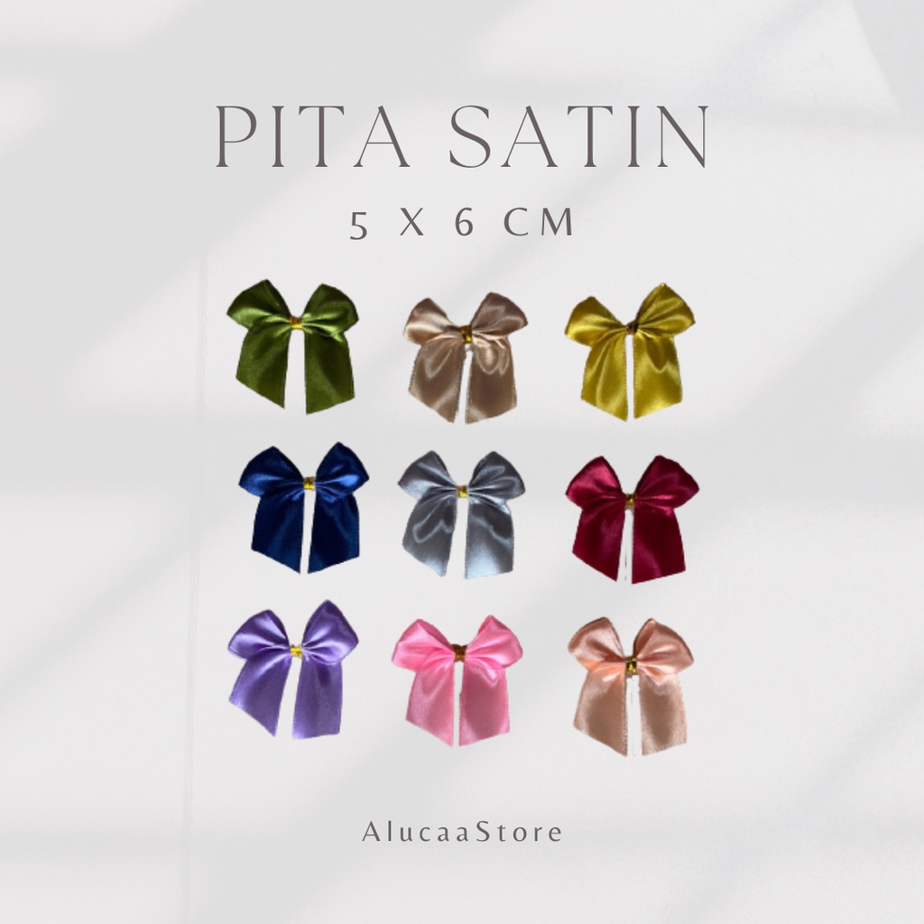 

50 pcs Pita Satin 2cm - Pita Jadi - Pita Langsung Pakai - Pita Souvenir - Pita Parsel - Pita Tempel