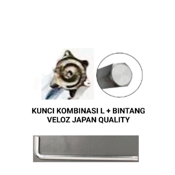 Kunci kombinasi L plat + bintang panjang Veloz japan quality