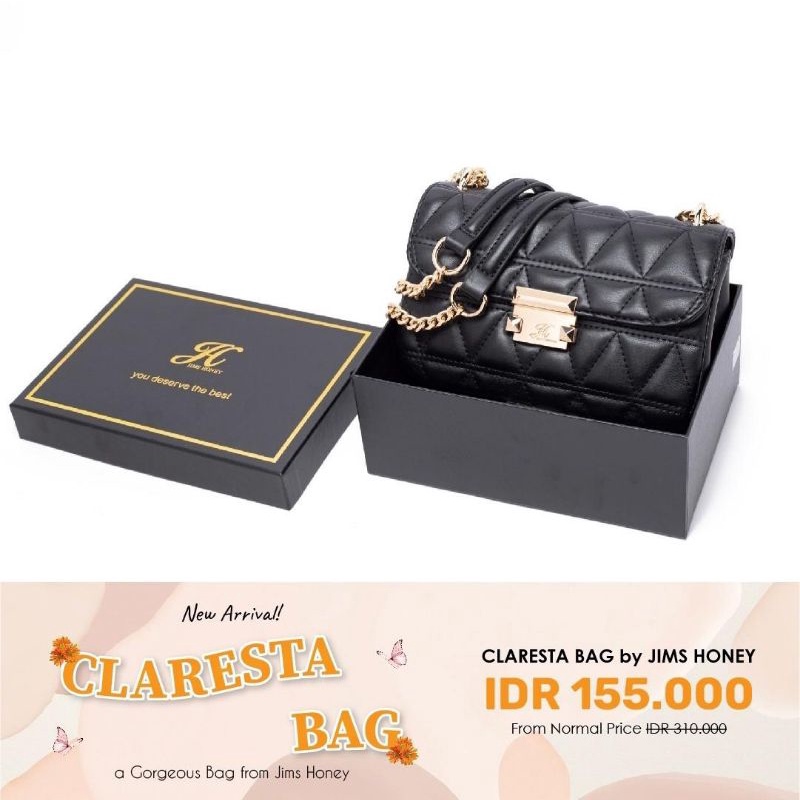 TAS SELEMPANG WANITA EXCLUSIVE JIMS HONEY JH CLARESTA BAG FREE EXCLUVISE BOX KADO CANTIK WEDDING TAS LEBARAN KADO LEBARAN IDUL FITRI