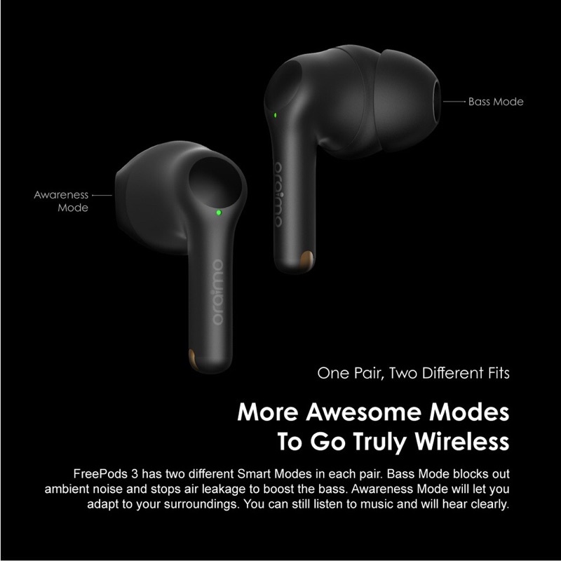 Oraimo OEB-E104D Freepods 3 TWS Bluetooth Earphone v5.2 Wireless Handsfree Headset - Garansi 1 Tahun