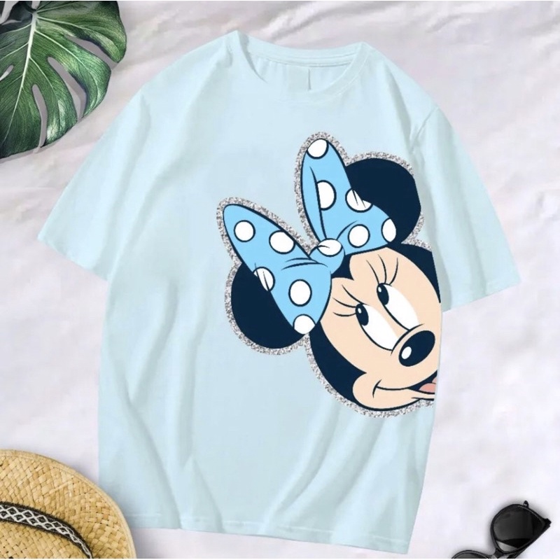 Baju kaos oversize xl tee tshirt cewe wanita dewasa remaja abg motif terbaru-Minnie blue