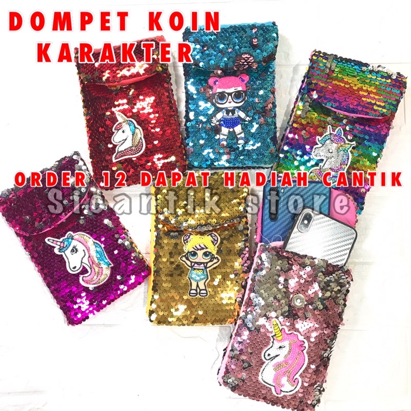 Tas Slempang Anak Karakter Squin 2 Ruang, Dompet Koin, dan Tempat HP atau Headset, Lucu dan Murah