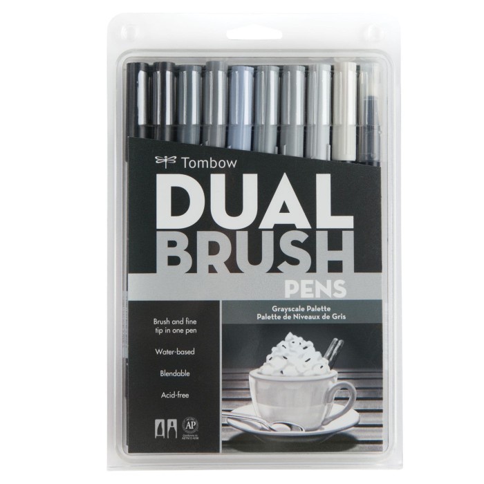

kaligrafi-perlengkapan- tombow dual brush pen set 10 - greyscale palette -perlengkapan-kaligrafi.