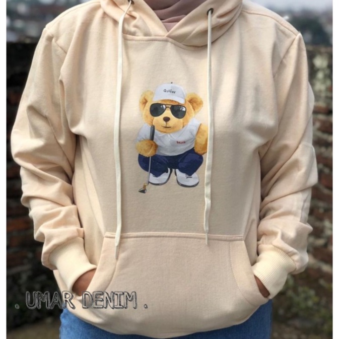 Sweater Hoodie Terbaru Motif Golfer Bearr Bahan Fleece Korean Style