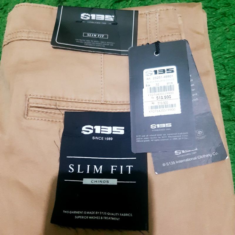 S135 Celana panjang chinos Slim Fit 100% Original