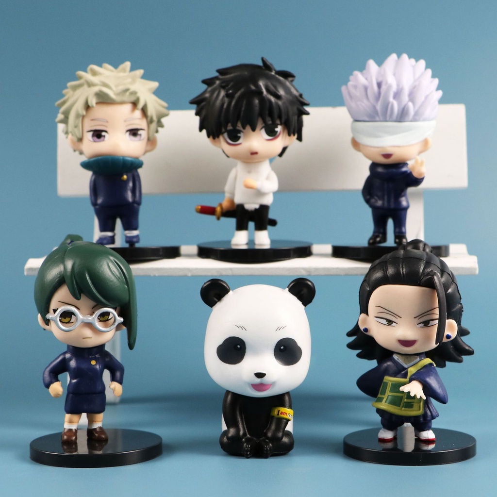 6pcs / set Action Figure Anime Jujutsu Kaisen Itadori Yuji Fushiguro Megumi Q ver Ornamen Action Figure Model Anak Untuk Desktop