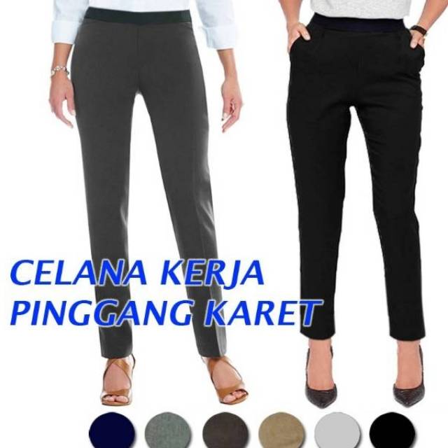 Bagus Banget Celana Panjang Celana Wanita Kerja Formal Pinggang Karet Slimfit