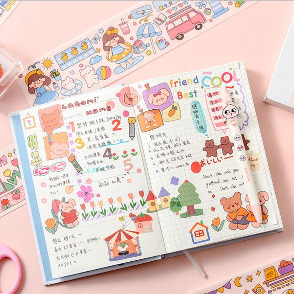 Solighter Kartun Lucu Kreatif DIY Craft Notebook Album Jurnal Washi Paper