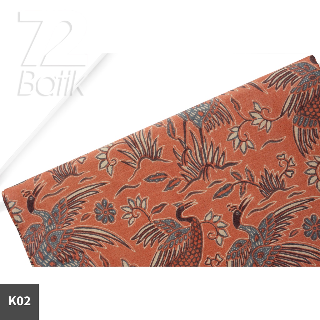 KAIN BATIK KATUN Premium Motif Bangau Two Tone Pagi Sore Warna Orange 721563 Cap 72 Jarik Jarit Samping Kebat Panjang Batik Katun Modern Premium Bahan Seragam Batik Pernikahan Kantor Keluarga Murah Kamen Jadi Batik Bali Lembaran