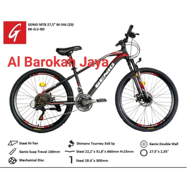 Sepeda MTB 27,5 Genio M 346 Shimano 24 Speed Murah / Sepeda Gunung 27,5 Genio M 346 Shimano 24 Speed