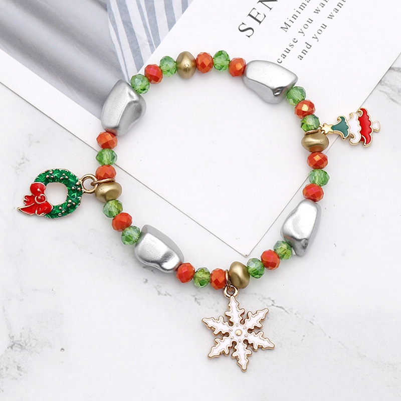 Gelang Tangan Rantai Manikmanik Model Santa Clausrusa Natal Untuk Wanitahadiah