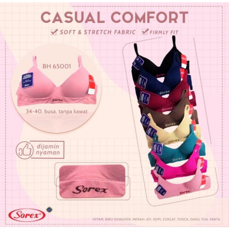 Sorex Bra Casual Comfort (65001) BH Tanpa Kawat Setara Cup B