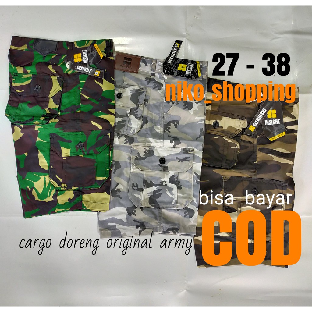 Celana cargo pendek doreng original army