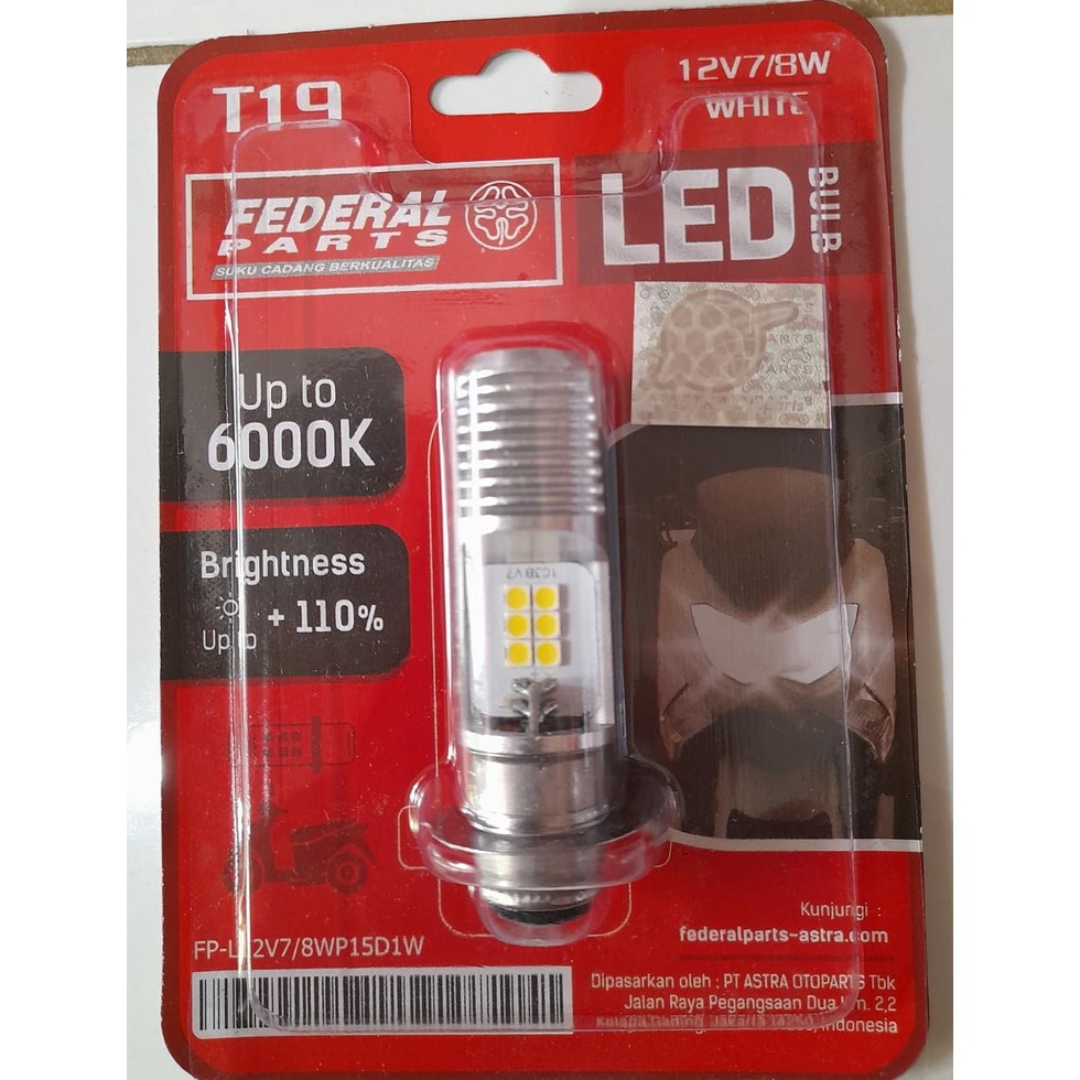 Dop Lampu LED Putih 6 Mata 6000 Kelvin 7/8 Watt Arus DC Federal Vario Beat Scoopy Mio Xeon Supra X 125 FP L12V7/8WP15D1W