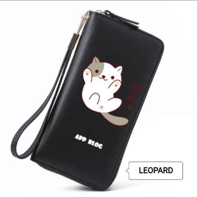 New Dompet Lipat Panjang Resleting KUCING GELAY There Hanger CAT HUG