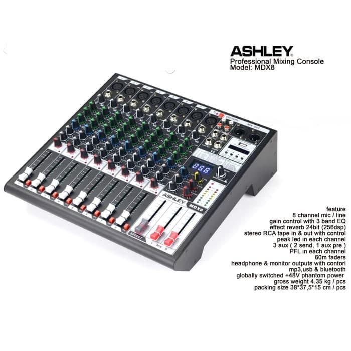 MIXER ASHLEY MDX8 8 CHANNEL MIXER AUDIO USB,BLUETOOTH