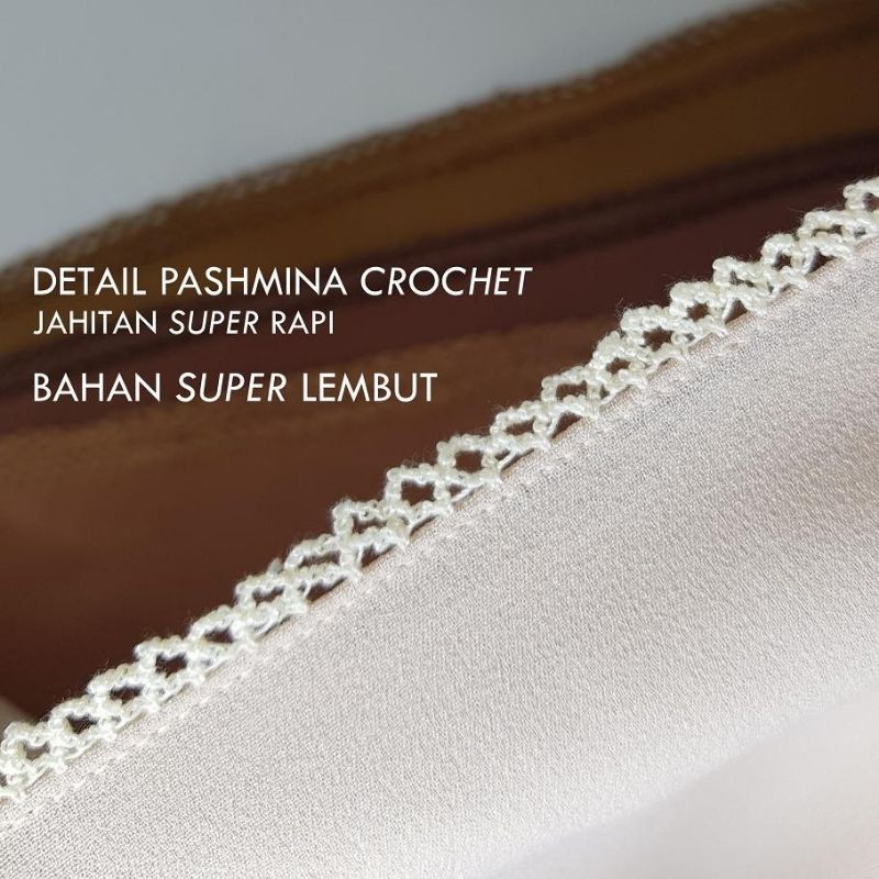 Termurah Pashmina Diamond Lace Picot  / Pasmina Crochet / Pasmina Lace Azara-1