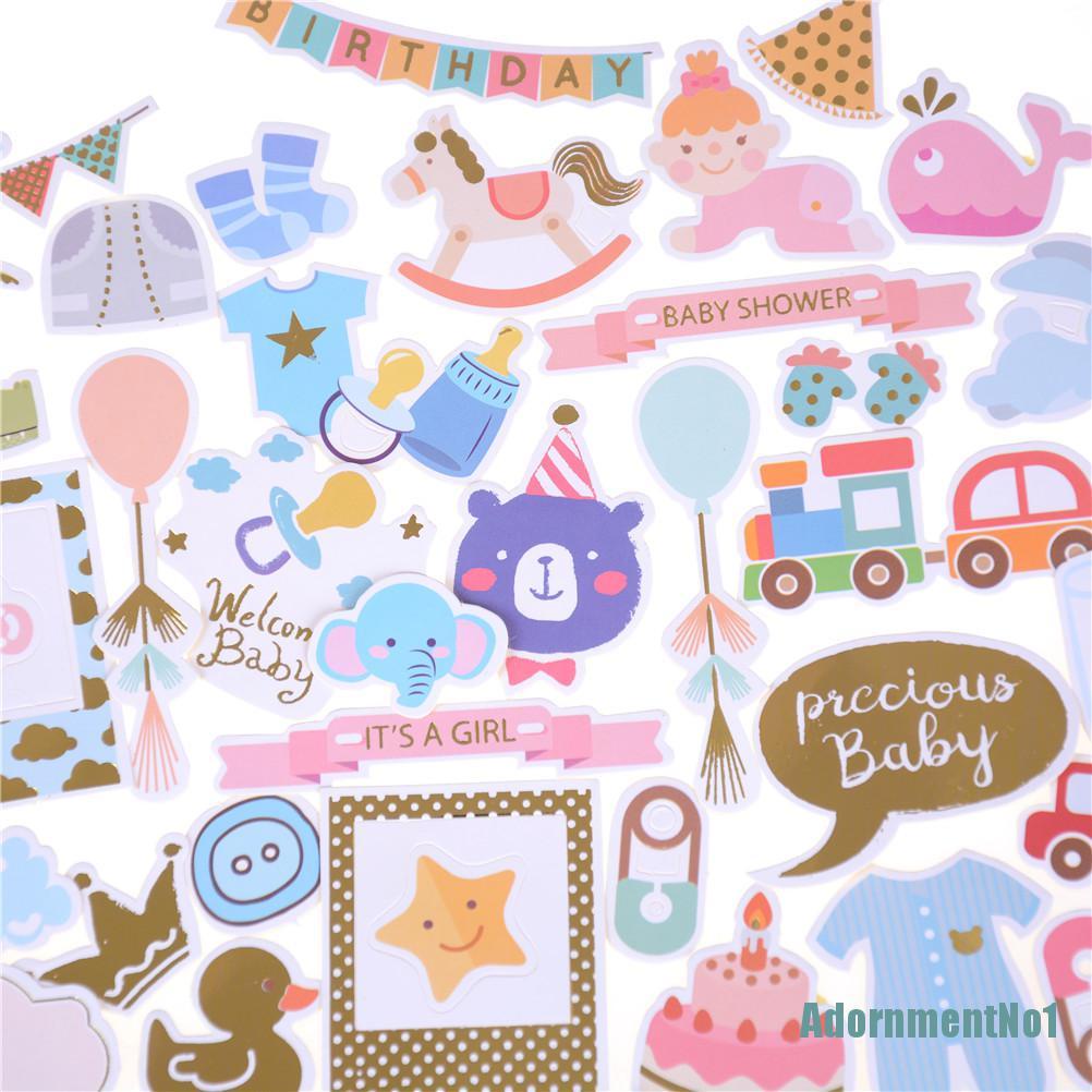 (AdornmentNo1) 73pcs / Set Stiker Die Cut Motif Bayi + Tulisan Happy Planner Untuk Scrapbook / Kartu