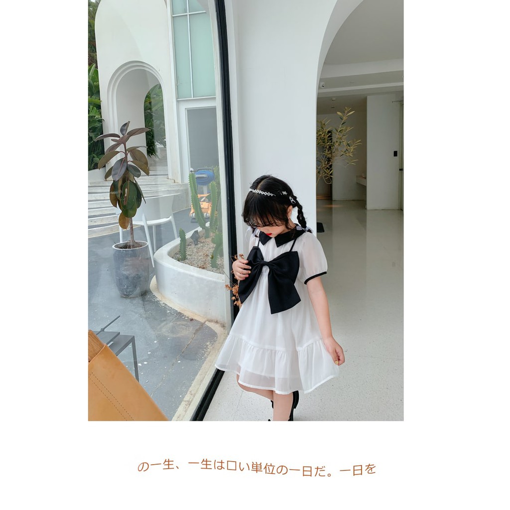 Promo !! Dress anak dress japan ribbon large gurl import uk 1-4th uk 6,8,10,12,14 (cream maroon,putih hitam)