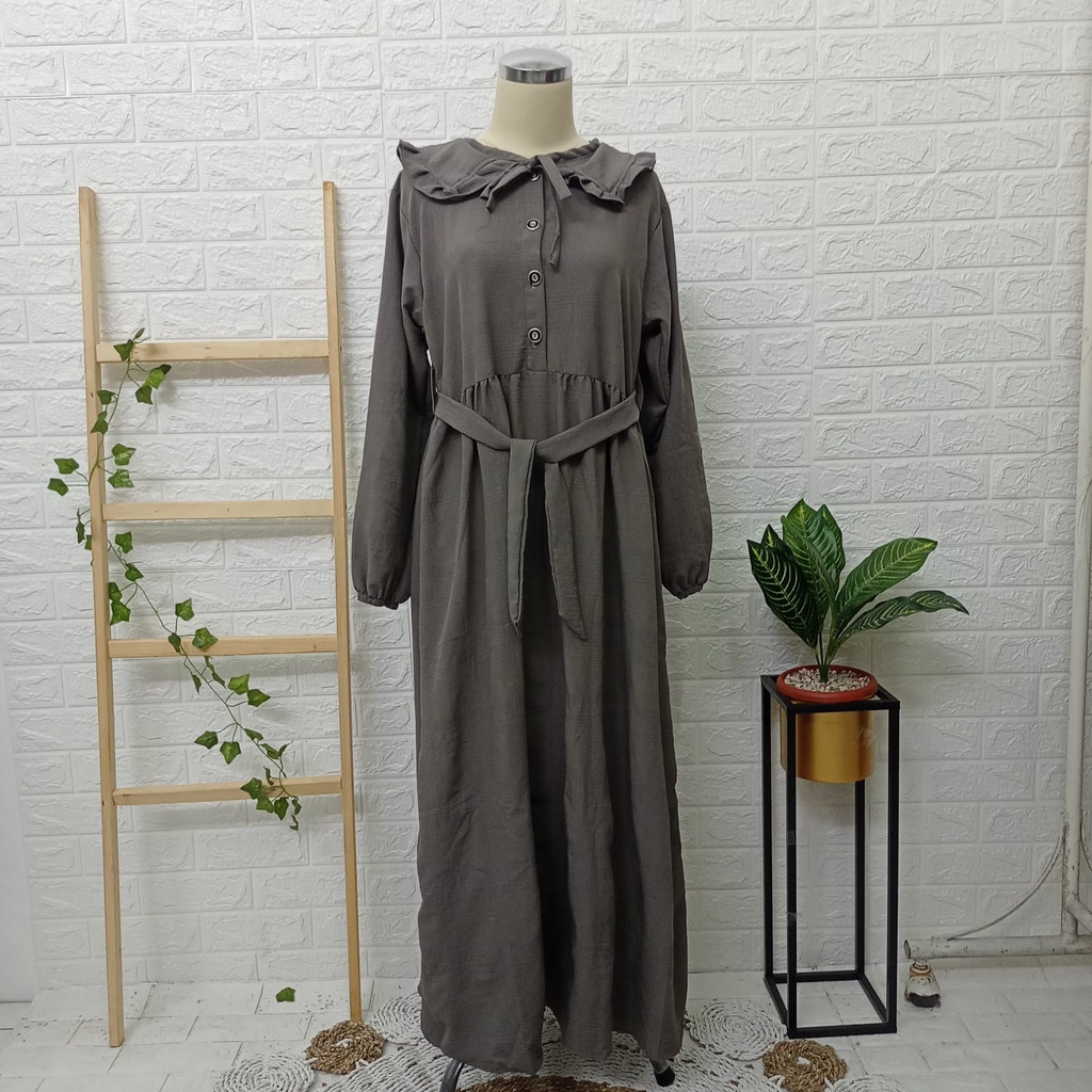 Gamis Terbaru Bahan Crinkle - Dress Dewasa Kekinian - Gamis Wanita Dewasa Bahan Crinkle - Gamis Polos Crinkle Terbaru - Gamis Dress Terbaru Jumbo