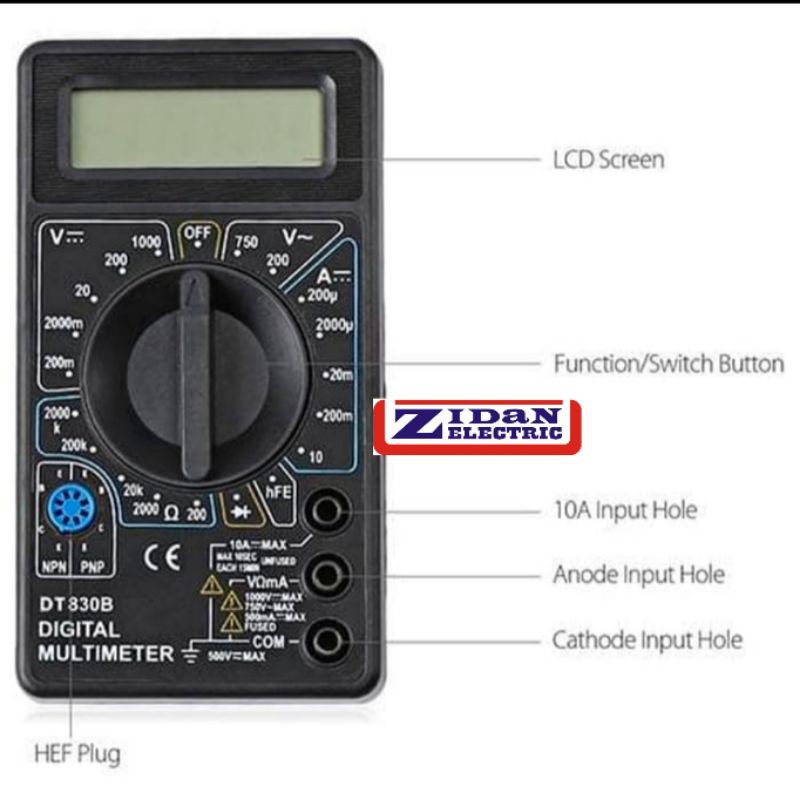 Multitester Digital / Avometer Digital / Multimeter Digital DT-830B DT830B