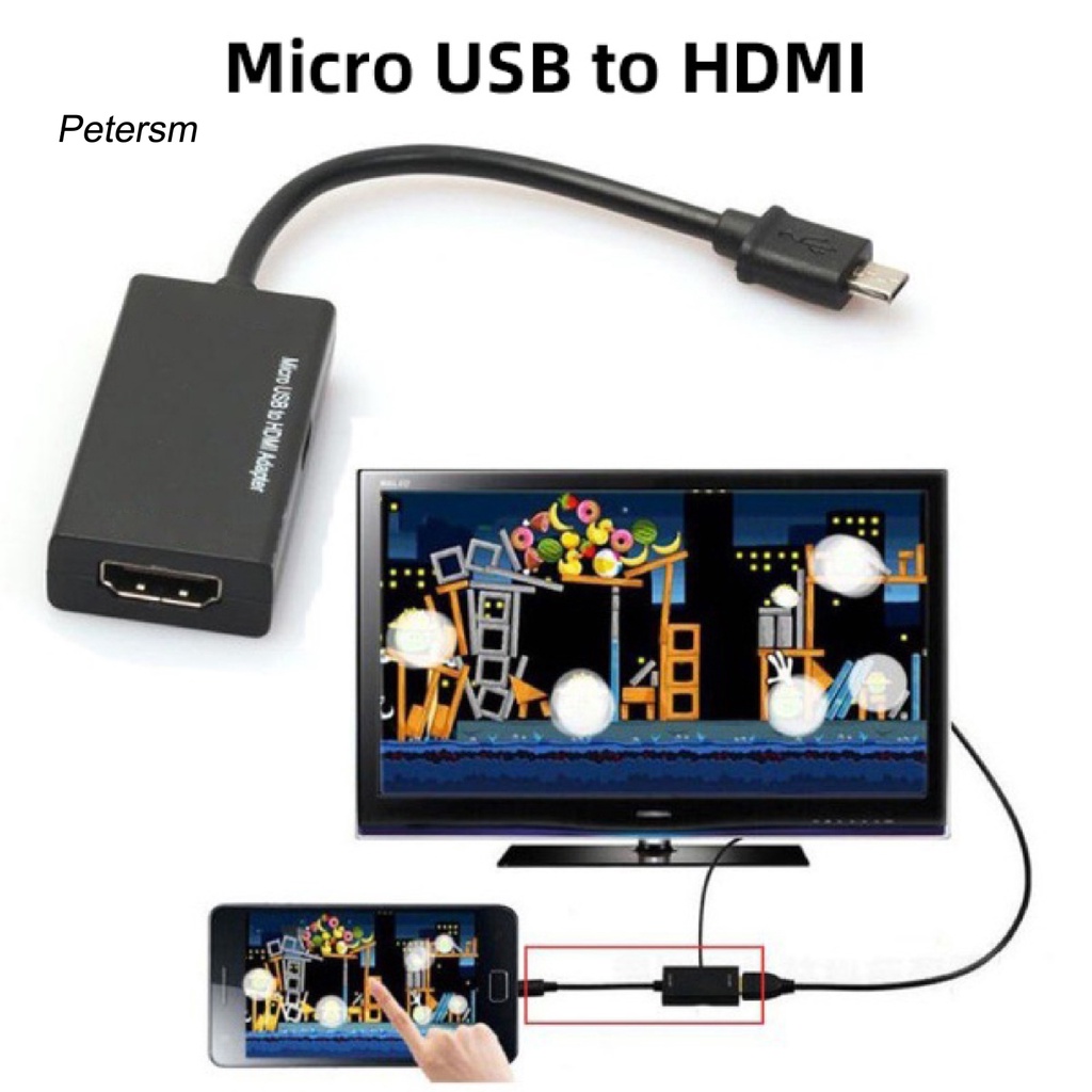 (Pt) Kabel Adapter Konverter Micro Usb Male Ke Hdmi Female Untuk Handphone / Hdtv / Monitor