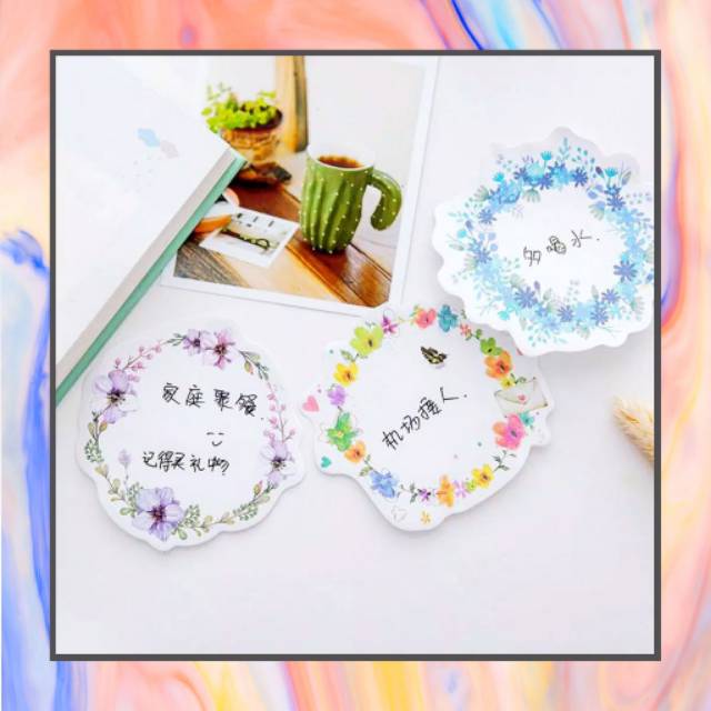 

SN001 STICKY NOTES CATATAN TEMPEL WREATH FLOWER ISI 30 LEMBAR MEMO BUNGA CANTIK LEIDIS STATIONARY