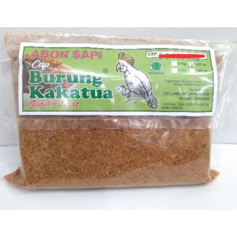 Abon sapi cap burung kakatua 250 gram