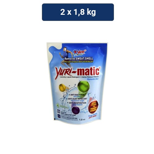 Yuri Matic Cairan Pencuci Pakaian Blue Pouch 2 x 1.8 kg