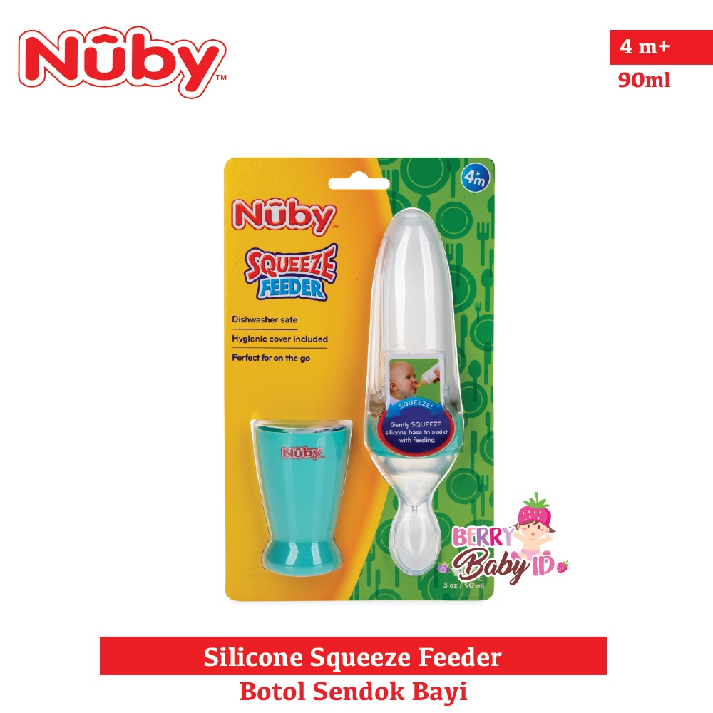 Nuby All Silicone Squeeze Feeder Botol Sendok Spout Silikon 4m+ Berry Mart