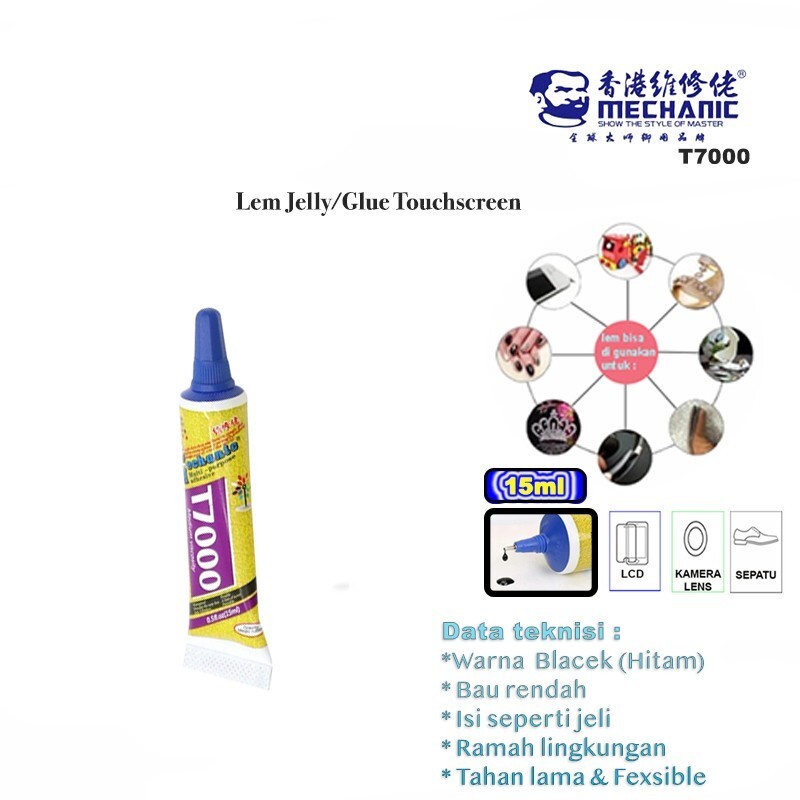 

MECHANIC T7000 15ML Lem Jelly/Glue Touchscreen/Lcd Black Original