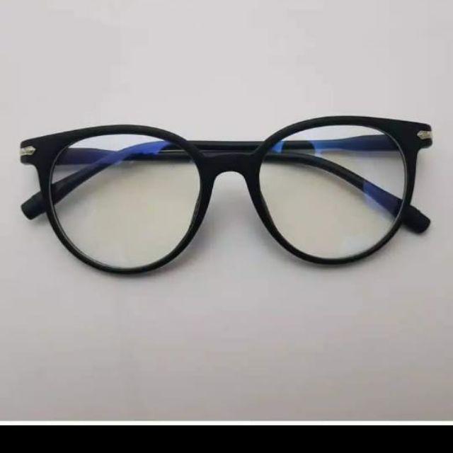 Kacamata anti radiasi  Wanita Pria Frame Sunglasses Lensa Transparan import TOSERBA-Hitam