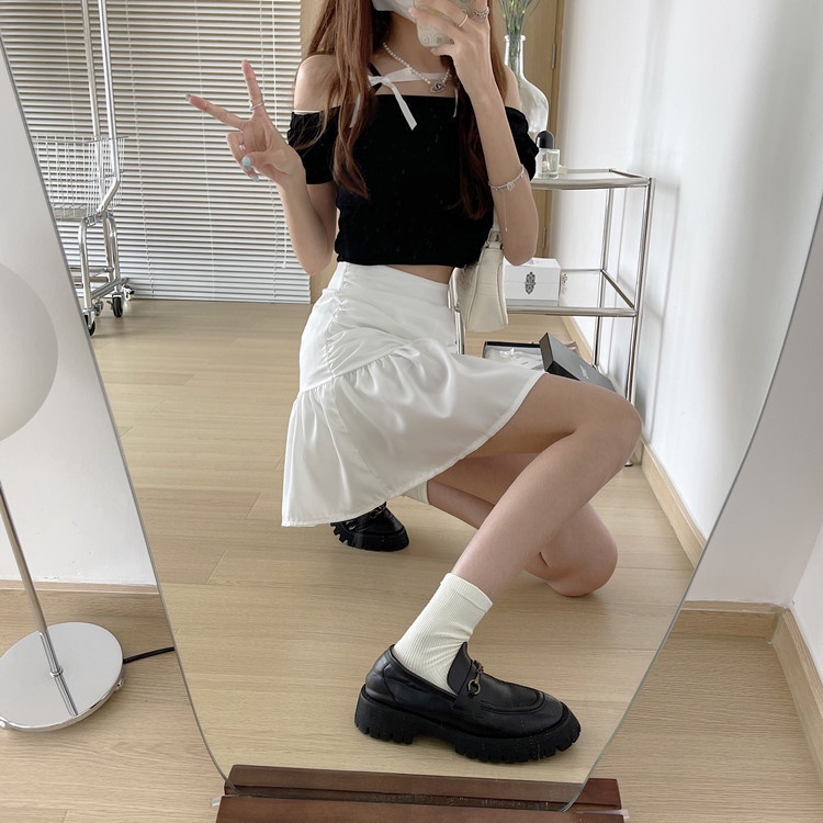 #Sisjuly# Baru Tinggi Pinggang Irregular Pleated Musim PanasAKata Hip Tas Bermartabat Rasa Desain Sesuai denga