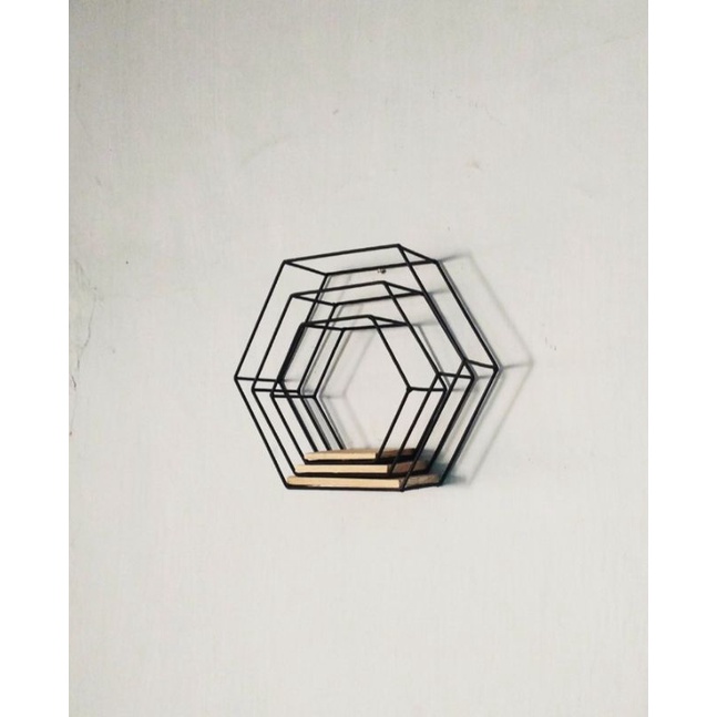 Rak Dinding Hexagonal 3 Dimensi 1 set (3pcs) besar kecil sedang
