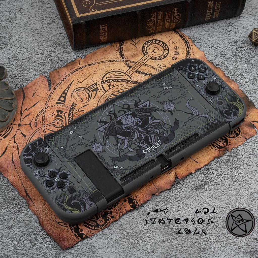 Geekshare Cthulhu Tas Hard Case Cover Pelindung Penyimpanan Controller Joy-Con Nintendo Switch Tema Mesir