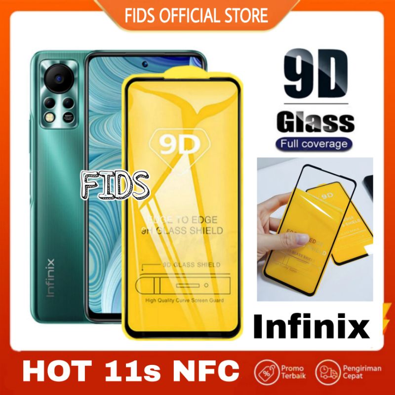 FIDS Tempered Glass Infinix Hot 11s NFC Anti Gores Kaca List Hitam | Screen Protector | Pelindung Layar Handphone