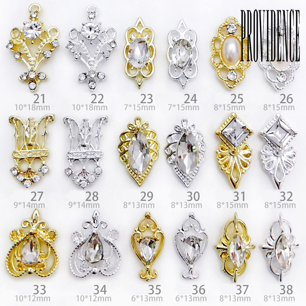 Providence 10Pcs / Set Hiasan Kuku 3D Gaya Retro Aksen Kristal Imitasi Untuk Nail Art / Manicure