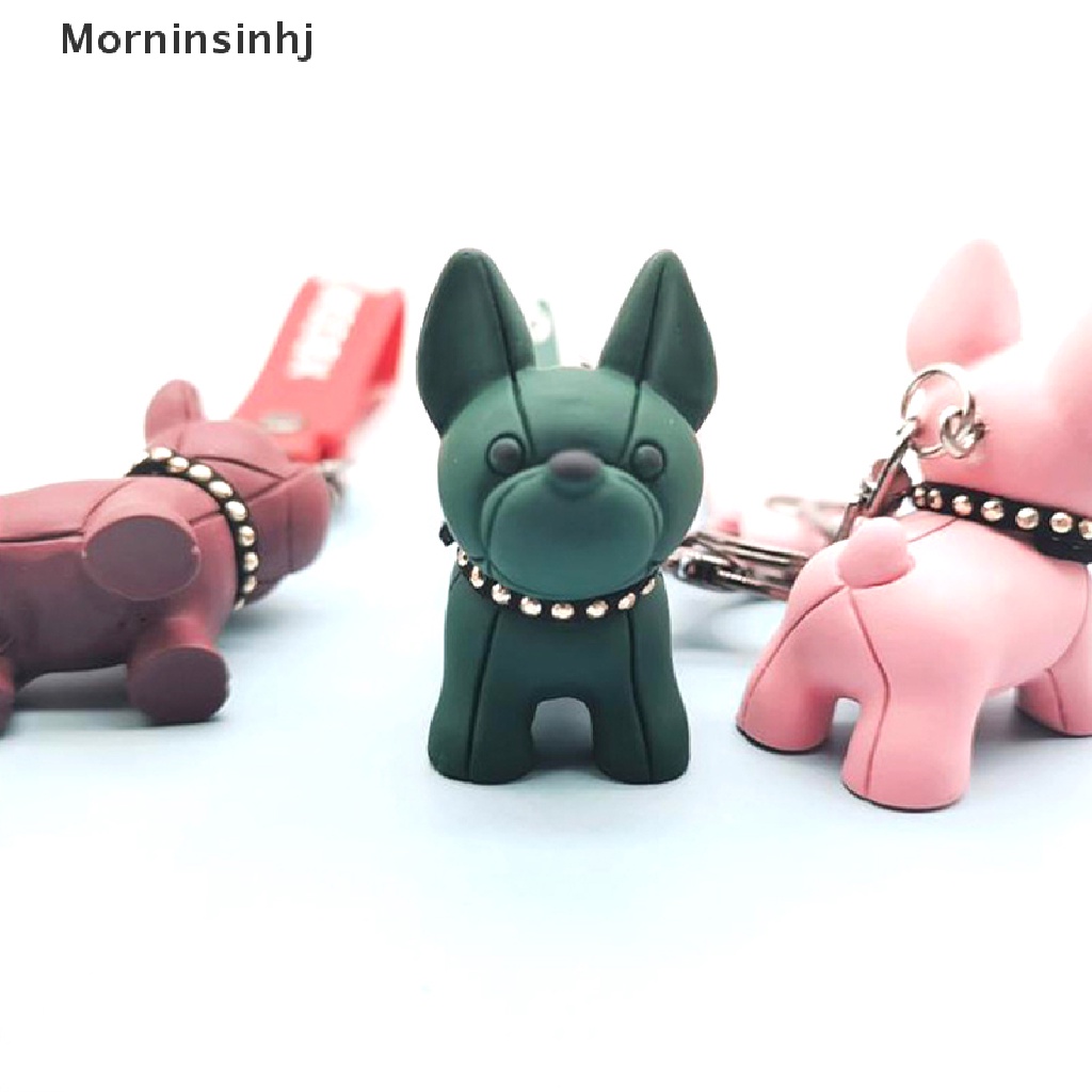 Mornin Fashion Punk French Bulldog Keychain Kulit Anjing Gantungan Kunci Tas Mobil Perhiasan Hadiah id