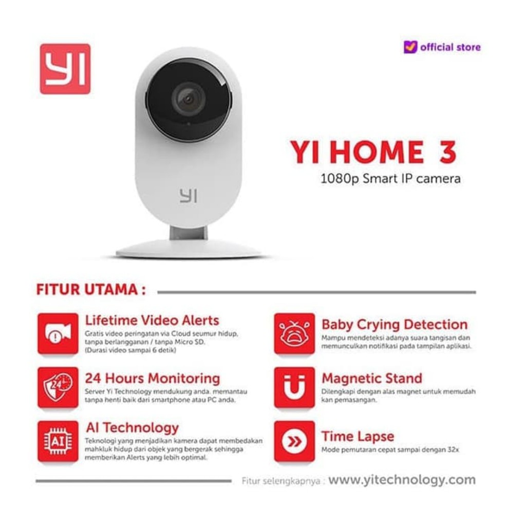 Xiaomi Yi Home 3 Wifi CCTV IP Camera Full HD1080p International Version Garansi Resmi 1 Tahun