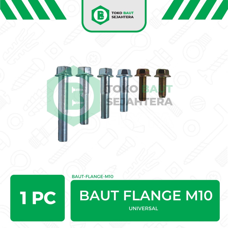 BAUT FLANGE / BAUT STANG / BAUT K.14 (GALVANIS PUTIH) UKURAN M10 (10PCS)