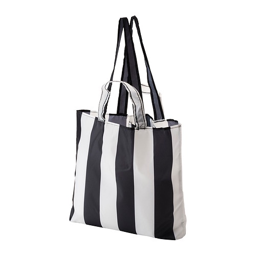 SKYNKE Kantong belanja garis garis hitam putih, 45x36 cm