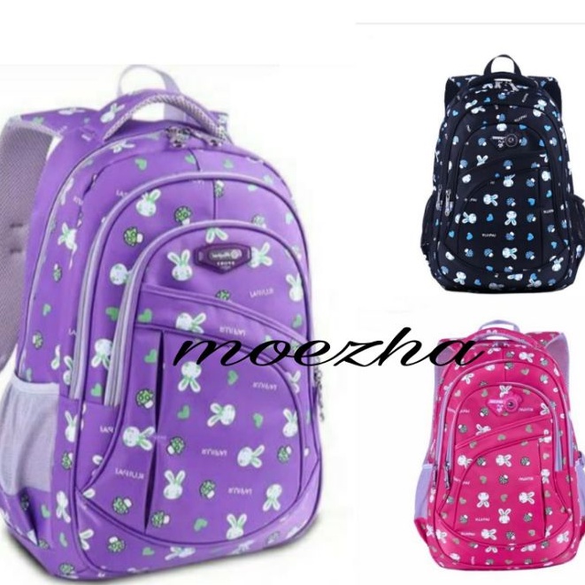 MOEZHA _Tas Punggung Ransel Sekolah Tas Backpack Polos Fashion Tas Gendong Ransel Pria Wanita Kanvas Backpack Fashion Korea Anti Maling Cewek Remaja Kekinian